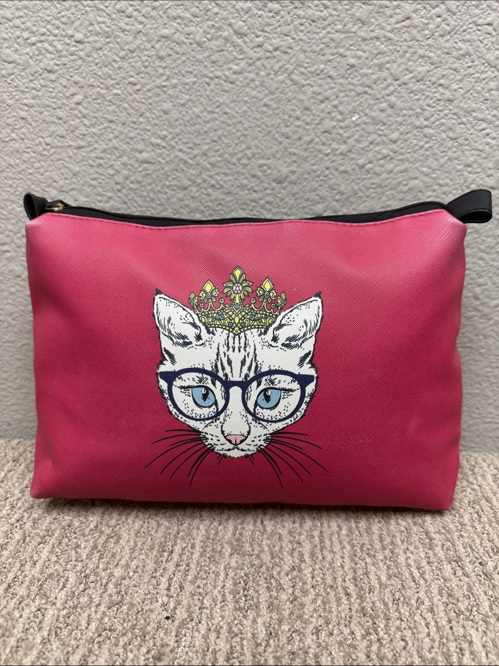 Stella & Max Hot Pink Cat Crown Cosmetic Pouch